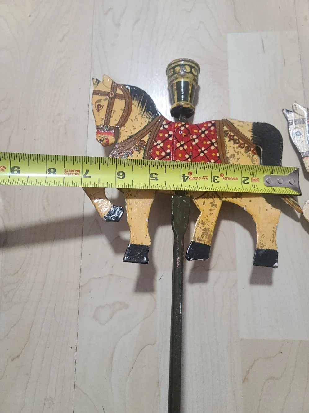 Pier 1 Tall Wrought Iron Hand-Painted Folk Carousel Horse Wall Candle Holders X2